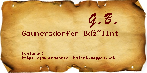Gaunersdorfer Bálint névjegykártya